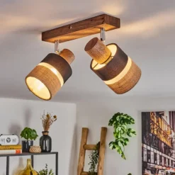 Lampes En Tissu-hofstein Fallhagen Plafonnier Chrome, Brun foncé, 2 lumières