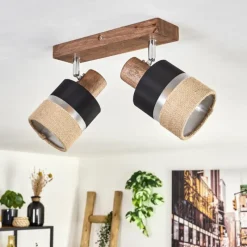 Lampes En Tissu-hofstein Fallhagen Plafonnier Chrome, Brun foncé, 2 lumières