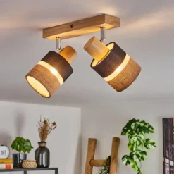 Lampes En Tissu-hofstein Fallhagen Plafonnier Chrome, Écru, 2 lumières