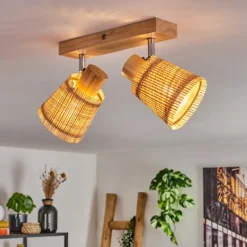 hofstein Fallhagen Plafonnier Chrome, Écru, 2 lumières