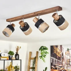 Lampes En Tissu-hofstein Fallhagen Plafonnier Chrome, Brun foncé, 4 lumières