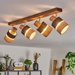 Lampes En Tissu-hofstein Fallhagen Plafonnier Chrome, Brun foncé, 4 lumières