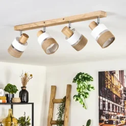 Lampes En Tissu-hofstein Fallhagen Plafonnier Chrome, Écru, 4 lumières