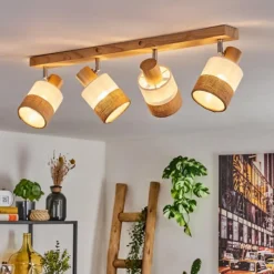 Lampes En Tissu-hofstein Fallhagen Plafonnier Chrome, Écru, 4 lumières