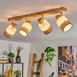 Lampes En Tissu-hofstein Fallhagen Plafonnier Chrome, Écru, 4 lumières