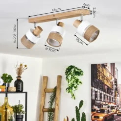 Lampes En Tissu-hofstein Fallhagen Plafonnier Chrome, Écru, 3 lumières