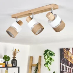 Lampes En Tissu-hofstein Fallhagen Plafonnier Chrome, Écru, 3 lumières