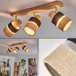 Lampes En Tissu-hofstein Fallhagen Plafonnier Chrome, Écru, 3 lumières