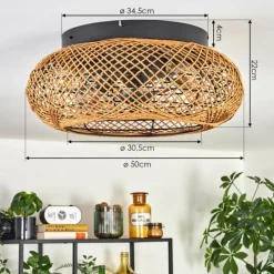 hofstein Fallhagen Plafonnier, Ventilateur de plafond lumineux Noir, 4 lumières, Télécommandes