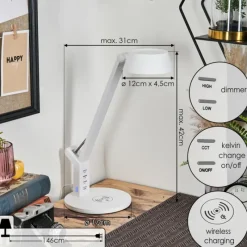 Luminaires Scandinaves-hofstein Falon Lampe de bureau, Lampe à poser, Liseuse LED Blanc, 1 lumière