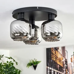 hofstein Fanhaes Plafonnier Chrome, Fumé, 3 lumières