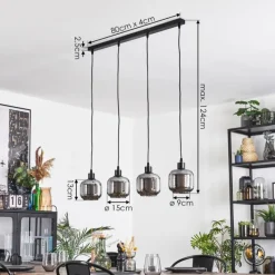 Suspension Verre Fumé-hofstein Fanhaes Suspension, Suspension Chrome, Fumé, 4 lumières