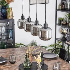 Suspension Verre Fumé-hofstein Fanhaes Suspension, Suspension Chrome, Fumé, 4 lumières