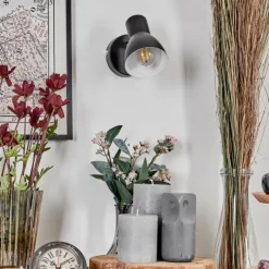 Lampes Vintages & Rétros-hofstein Farel Applique murale, Spot mural Chrome, Noir, 1 lumière