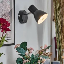 Lampes Vintages & Rétros-hofstein Farel Applique murale, Spot mural Chrome, Noir, 1 lumière