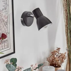 Lampes Vintages & Rétros-hofstein Farel Applique murale, Spot mural Chrome, Noir, 1 lumière