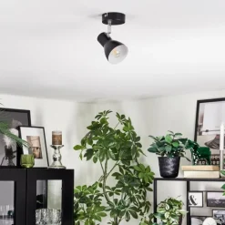 Lampes Vintages & Rétros-hofstein Farel Plafonnier, Spot de plafond Chrome, Noir, 1 lumière