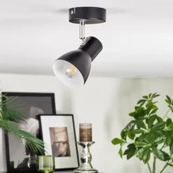 Lampes Vintages & Rétros-hofstein Farel Plafonnier, Spot de plafond Chrome, Noir, 1 lumière