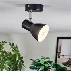 Lampes Vintages & Rétros-hofstein Farel Plafonnier, Spot de plafond Chrome, Noir, 1 lumière