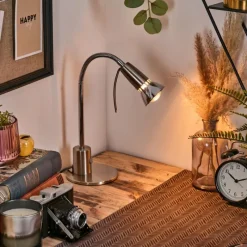 Lampes Vintages & Rétros-hofstein Felan Lampe de bureau, Lampe à poser, Liseuse Chrome, Nickel mat, 1 lumière