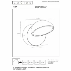 Luminaires Lucide FINN Lampe murale d´extérieur LED Blanc, 1 lumière, Détecteur de mouvement