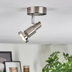 Lampes Vintages & Rétros-hofstein Firan Plafonnier, Spot de plafond LED Chrome, Nickel mat, 1 lumière