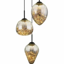 Suspension Verre Fumé-Luminaires Globo Lighting Firefly Suspension LED Noir, 1 lumière