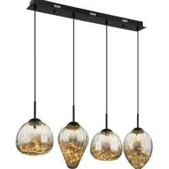 Suspension Verre Fumé-Luminaires Globo Lighting Firefly Suspension LED Noir, 1 lumière