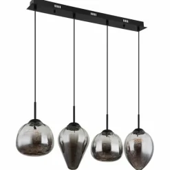 Suspension Verre Fumé-Luminaires Globo Lighting Firefly Suspension LED Noir, 1 lumière