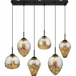 Suspension Verre Fumé-Luminaires Globo Lighting Firefly Suspension LED Noir, 1 lumière