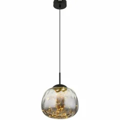 Suspension Verre Fumé-Luminaires Globo Lighting Firefly Suspension LED Noir, 1 lumière