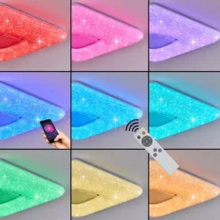 hofstein Flavlev Plafonnier LED Argenté, Blanc, 1 lumière, Télécommandes