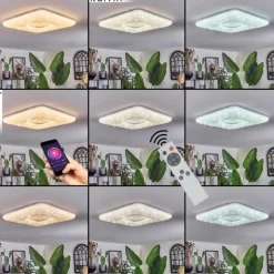 hofstein Flavlev Plafonnier LED Argenté, Blanc, 1 lumière, Télécommandes