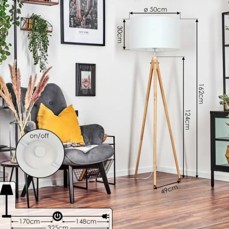 Lampes En Tissu-hofstein Flemming Lampadaire Écru, 1 lumière