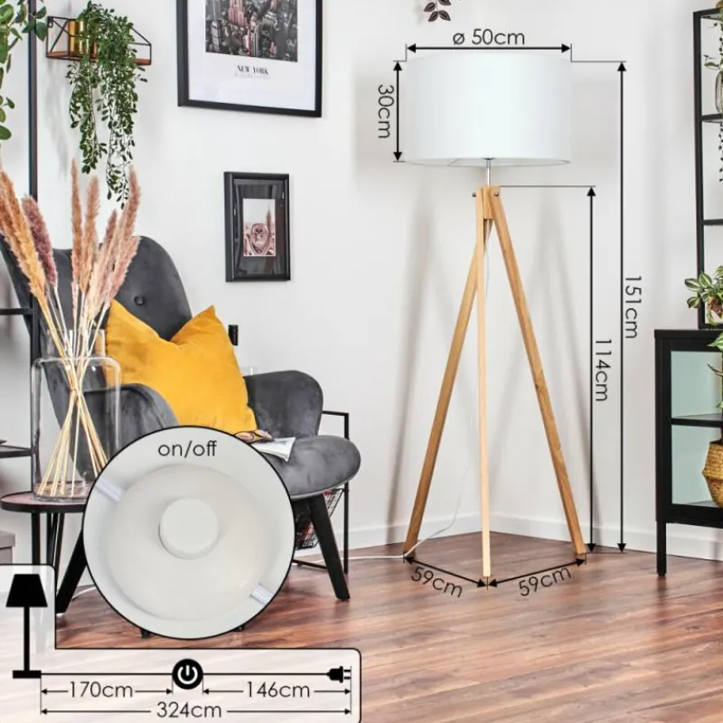 Lampes En Tissu-hofstein Flemming Lampadaire Écru, 1 lumière