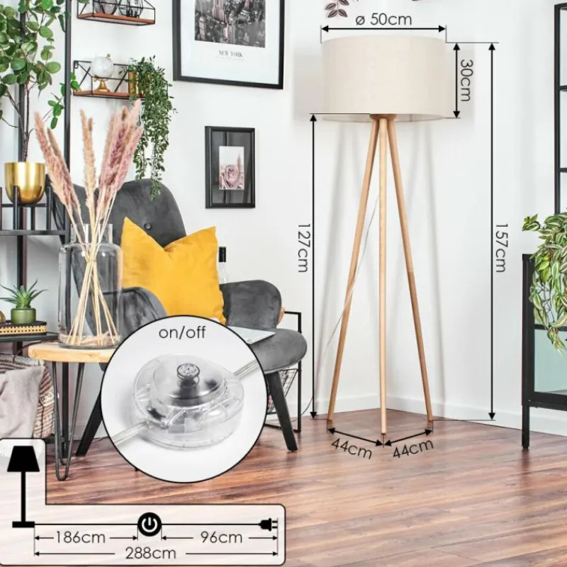 Lampes En Tissu-hofstein Flemming Lampadaire Écru, 1 lumière