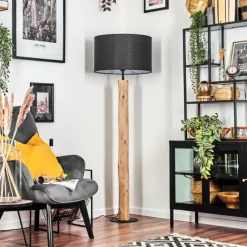 Lampes En Tissu-hofstein Flemming Lampadaire Écru, Noir, 1 lumière