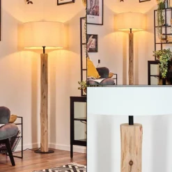 Lampes En Tissu-hofstein Flemming Lampadaire Écru, Noir, 1 lumière