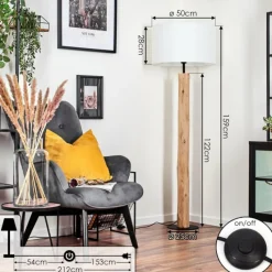 Lampes En Tissu-hofstein Flemming Lampadaire Écru, Noir, 1 lumière