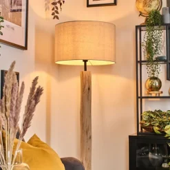 Lampes En Tissu-hofstein Flemming Lampadaire Écru, Noir, 1 lumière