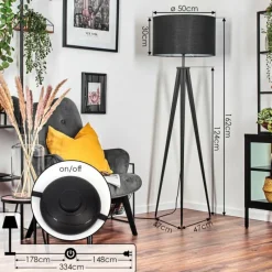 Lampes En Tissu-hofstein Flemming Lampadaire Noir, 1 lumière