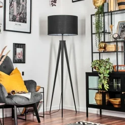 Lampes En Tissu-hofstein Flemming Lampadaire Noir, 1 lumière