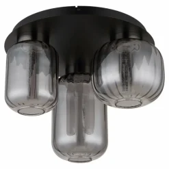Suspension Verre Fumé-Luminaires Globo Lighting Fluoro Plafonnier LED Noir, 1 lumière
