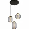 Suspension Verre Fumé-Luminaires Globo Lighting Fluoro Suspension LED Noir, 1 lumière