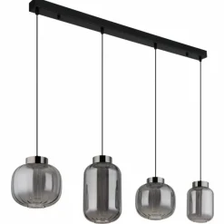 Suspension Verre Fumé-Luminaires Globo Lighting Fluoro Suspension LED Noir, 1 lumière