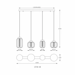 Suspension Verre Fumé-Luminaires Globo Lighting Fluoro Suspension LED Noir, 1 lumière