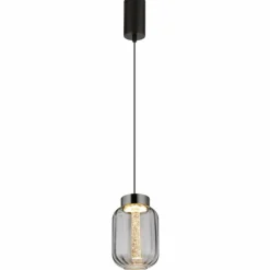 Suspension Verre Fumé-Luminaires Globo Lighting Fluoro Suspension LED Noir, 1 lumière
