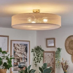 Lampes En Tissu-hofstein Foggia Plafonnier Nickel mat, 3 lumières