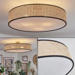 Lampes En Tissu-hofstein Foggia Plafonnier Nickel mat, 3 lumières