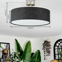 Lampes En Tissu-hofstein Foggia Plafonnier Nickel mat, 3 lumières